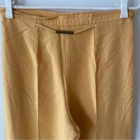 Vintage | Yellow Linen Blend Trousers | Lightweight Retro Summer Pants | Size 4 - Picture 3 of 11